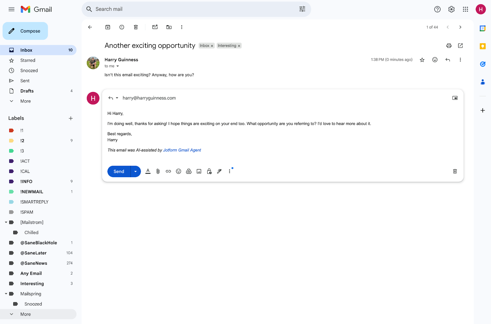 Jotform Gmail Agent