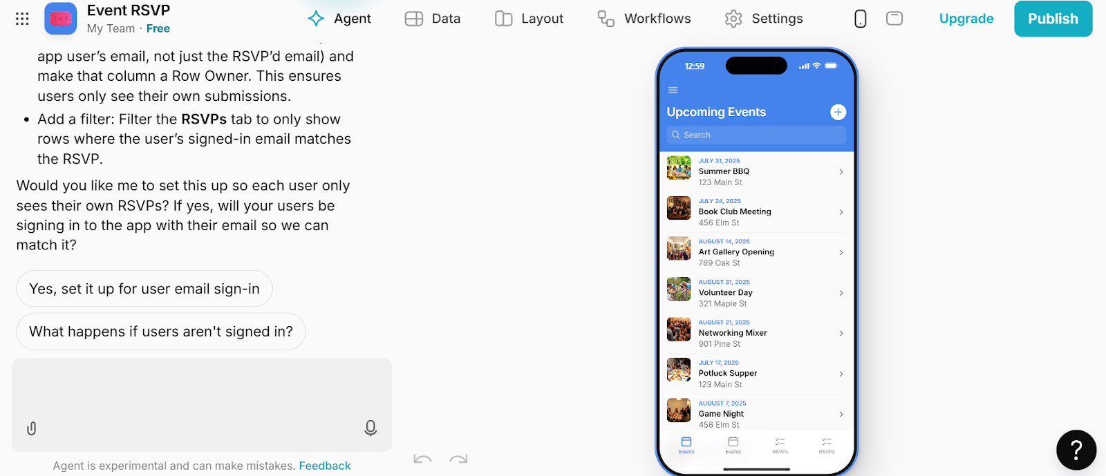 Glide User Interface