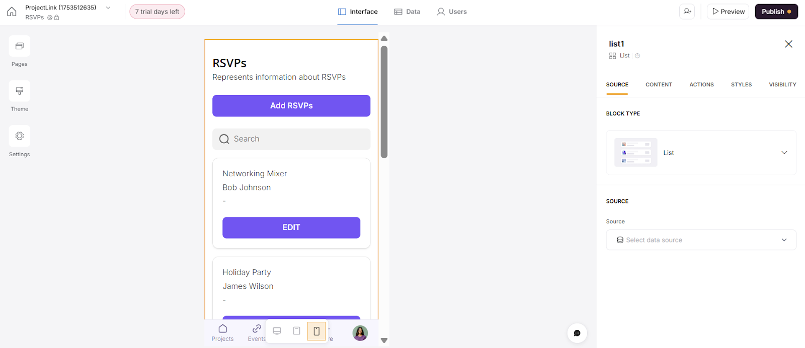 Softr User Interface