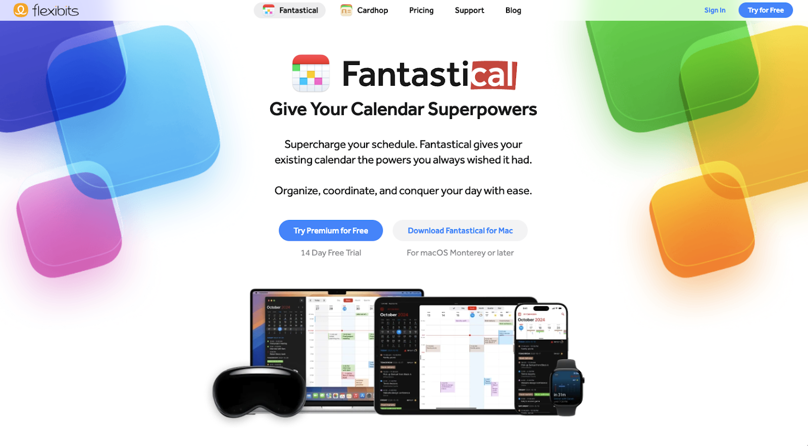 Landingpage von Fantastical