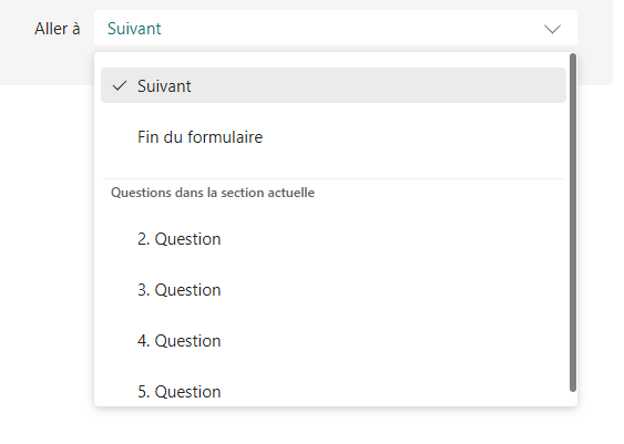 Image de l’icône du menu déroulant à côté de l’un des choix de réponse