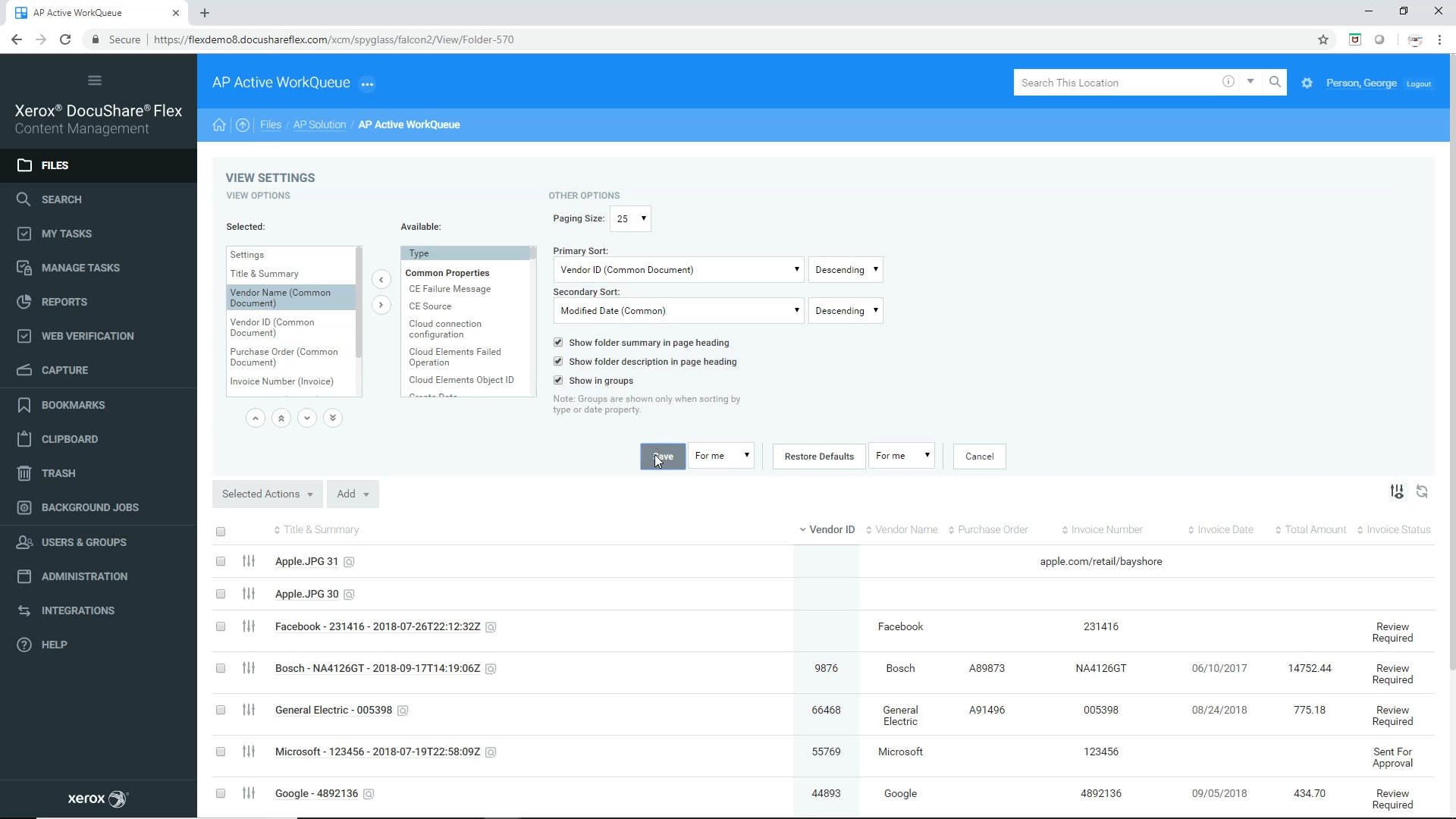 User Interface of DocuShare
