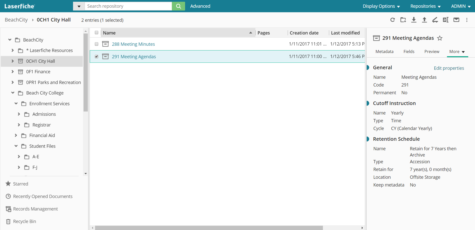 User Interface of Laserfiche