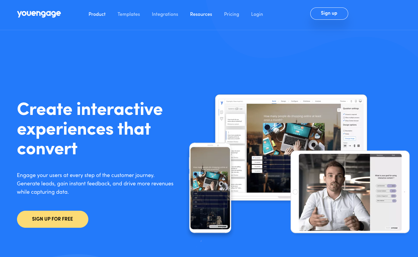 image youengage website homepage