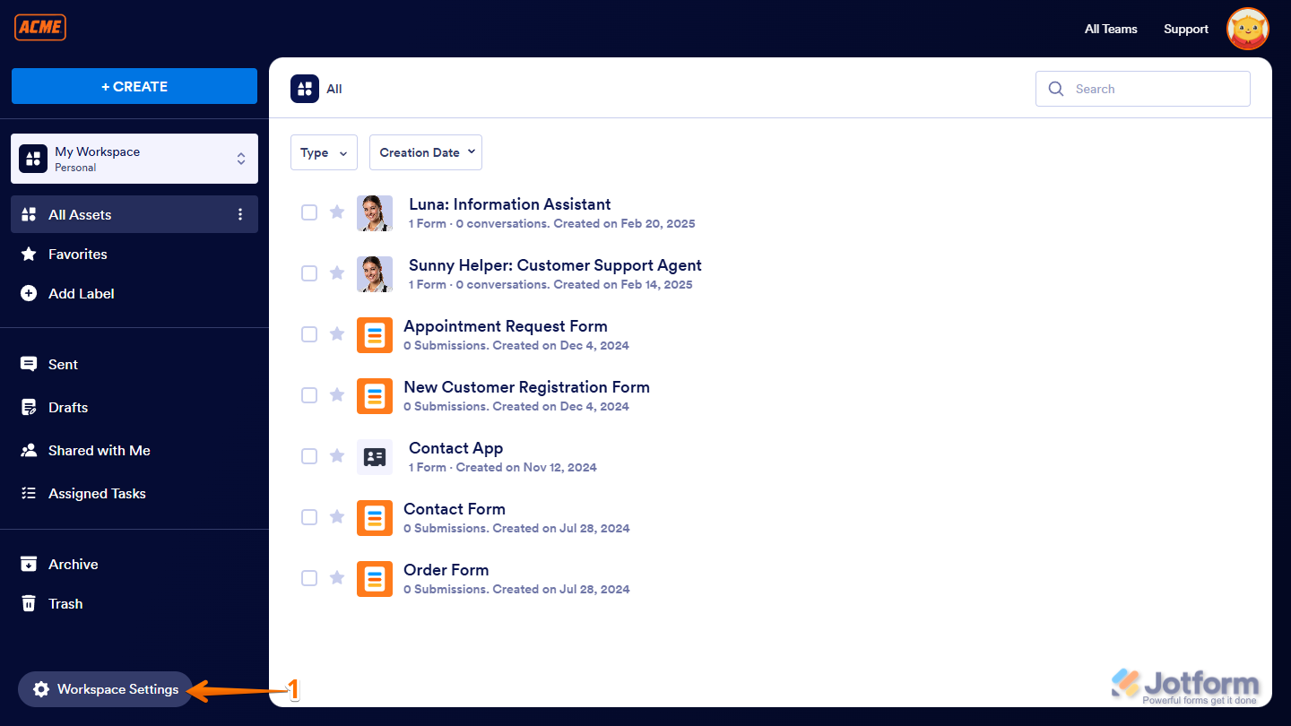 Workspace Settings in Jotform Enterprise