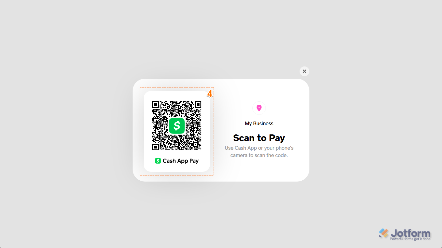 Customer scanning the QR code with the Cash App on their phone and confirming the payment to complete the transaction