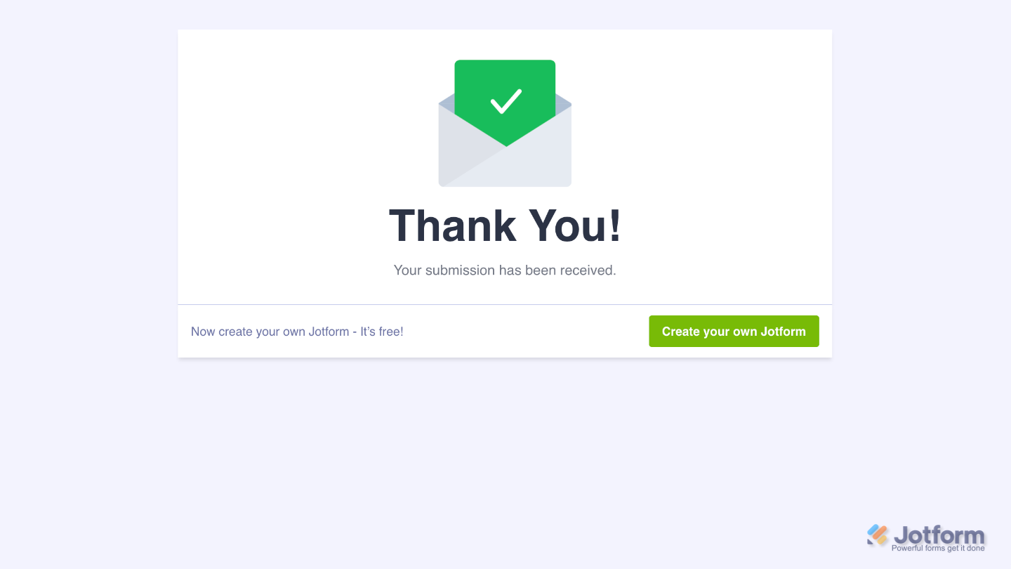 Form displaying a Thank You message confirming the successful payment after using Cash App Pay