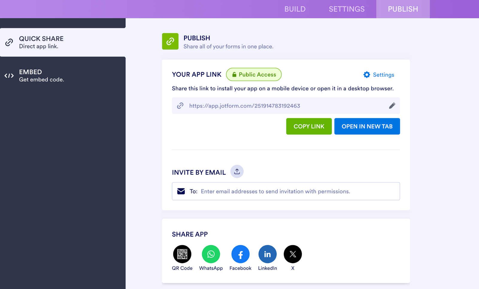 Viewing the Publish tab