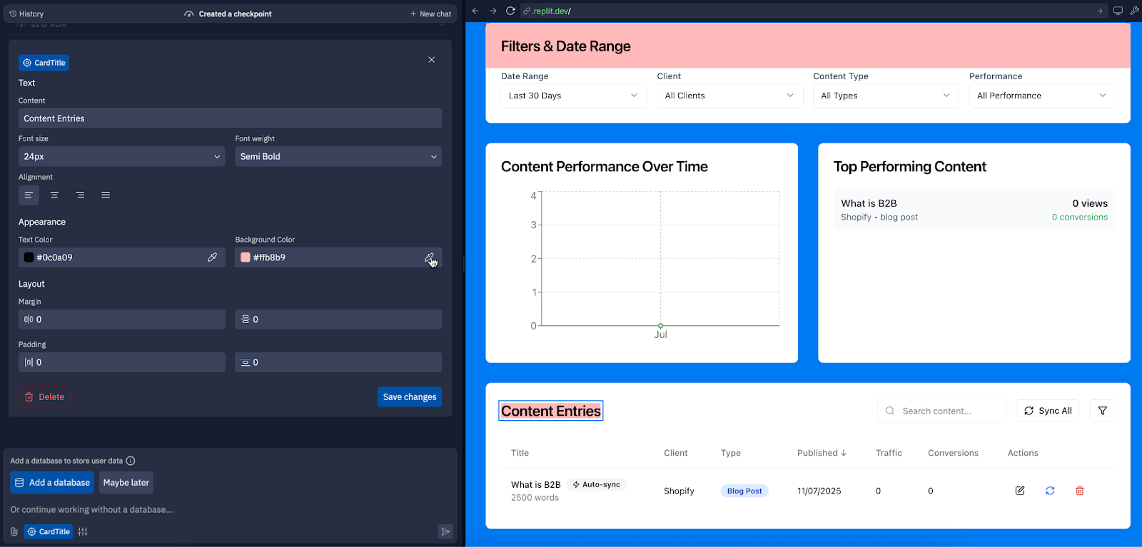 Viewing the Filters & Data Range on Replit
