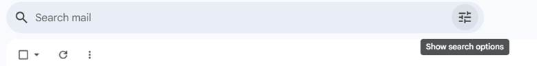 Gmail search bar show search options button