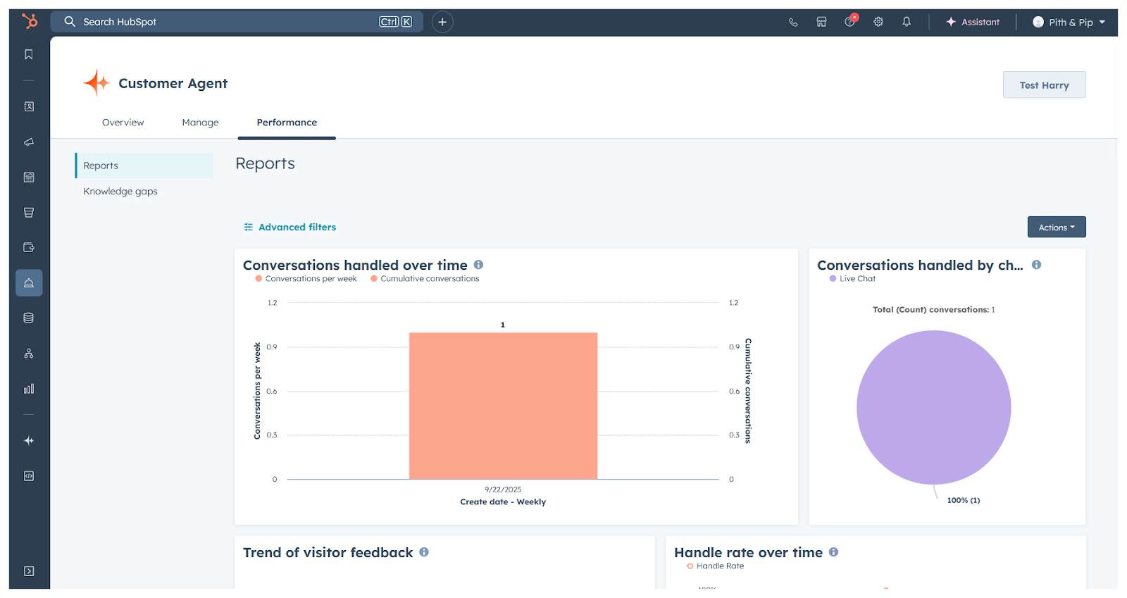 screenshot of product interface of Hubspot's Breeze Agents