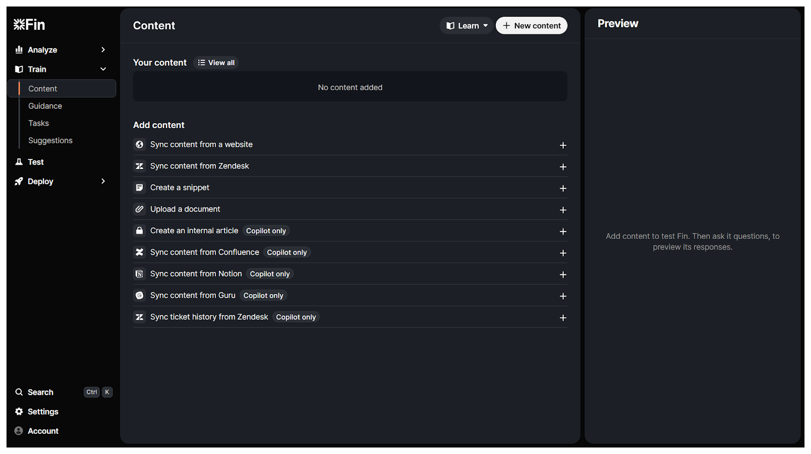 screenshot of fin