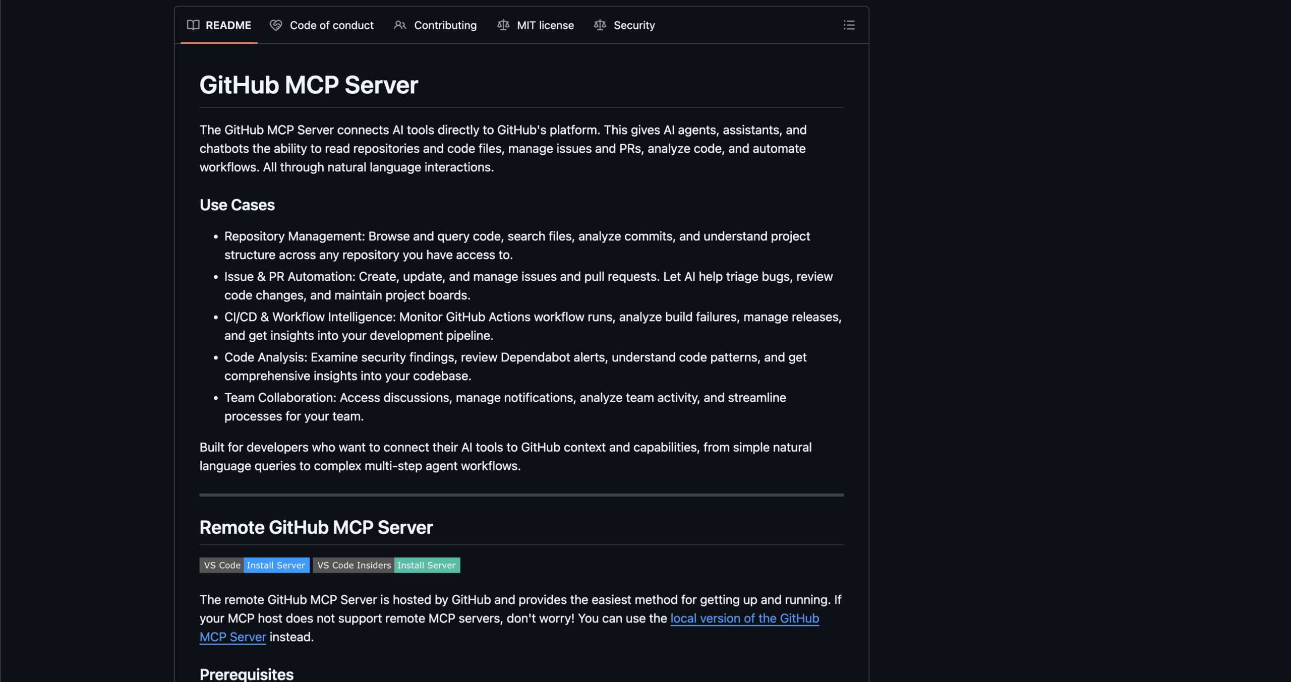 GitHub MCP Server Page
