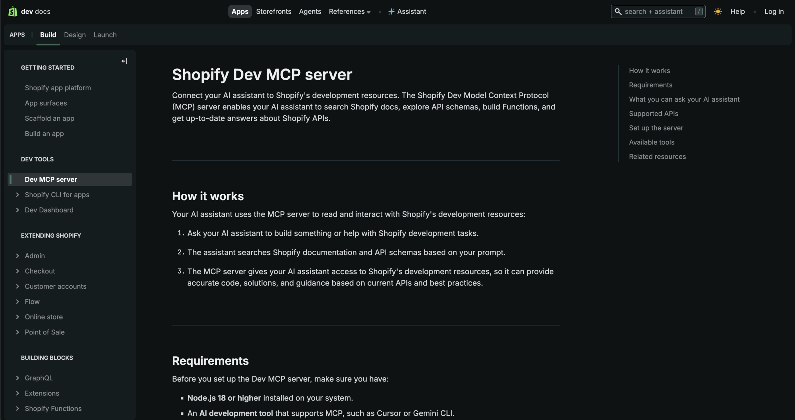 Shopify Dev Docs MCP Server Page