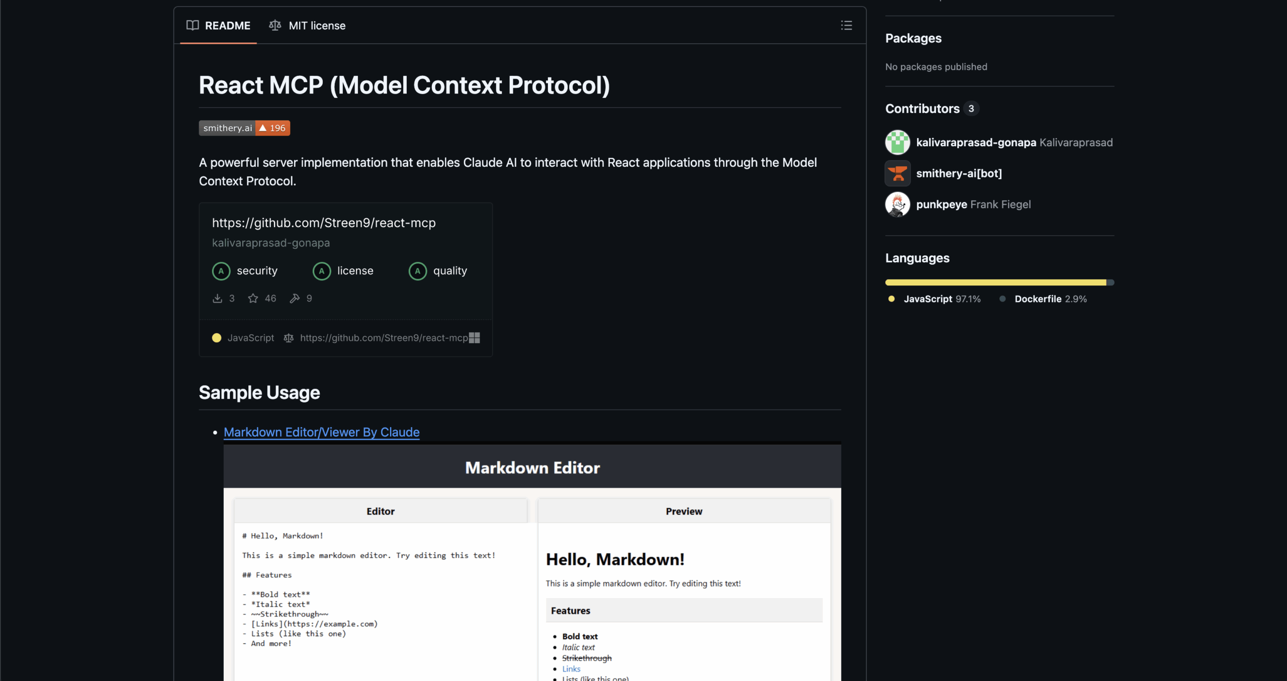 React MCP Server Page