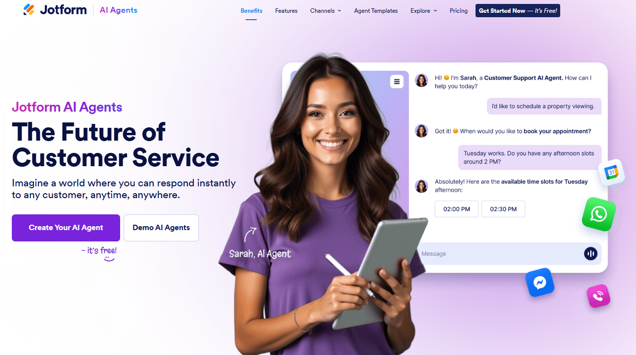 Jotform AI Agents Landing Page