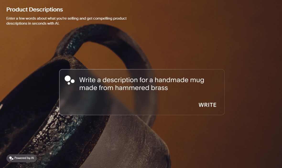 screenshot of squarespace AI showing how a user can enter a few words about their ecommerce store