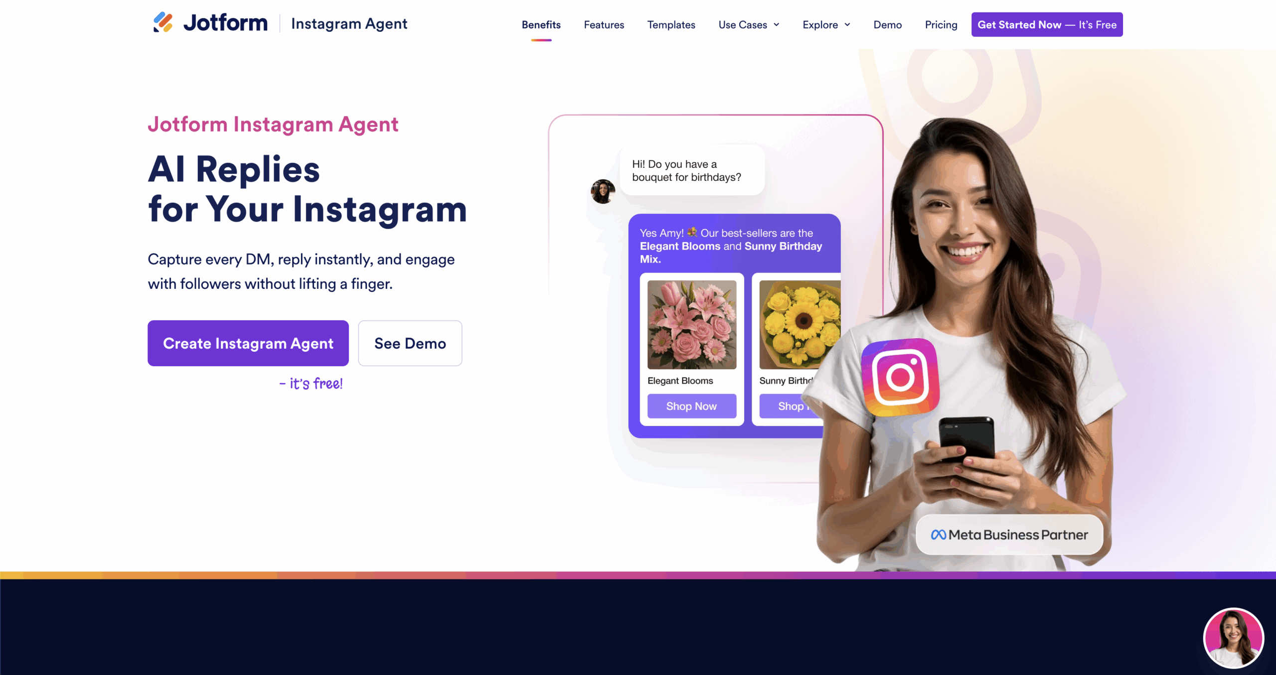 Jotform Instagram Agent Landing