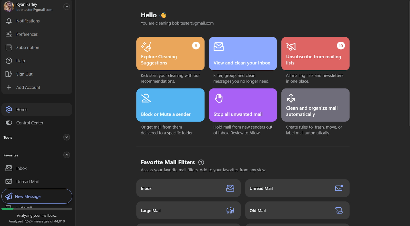 screenshot of clean email product interface 