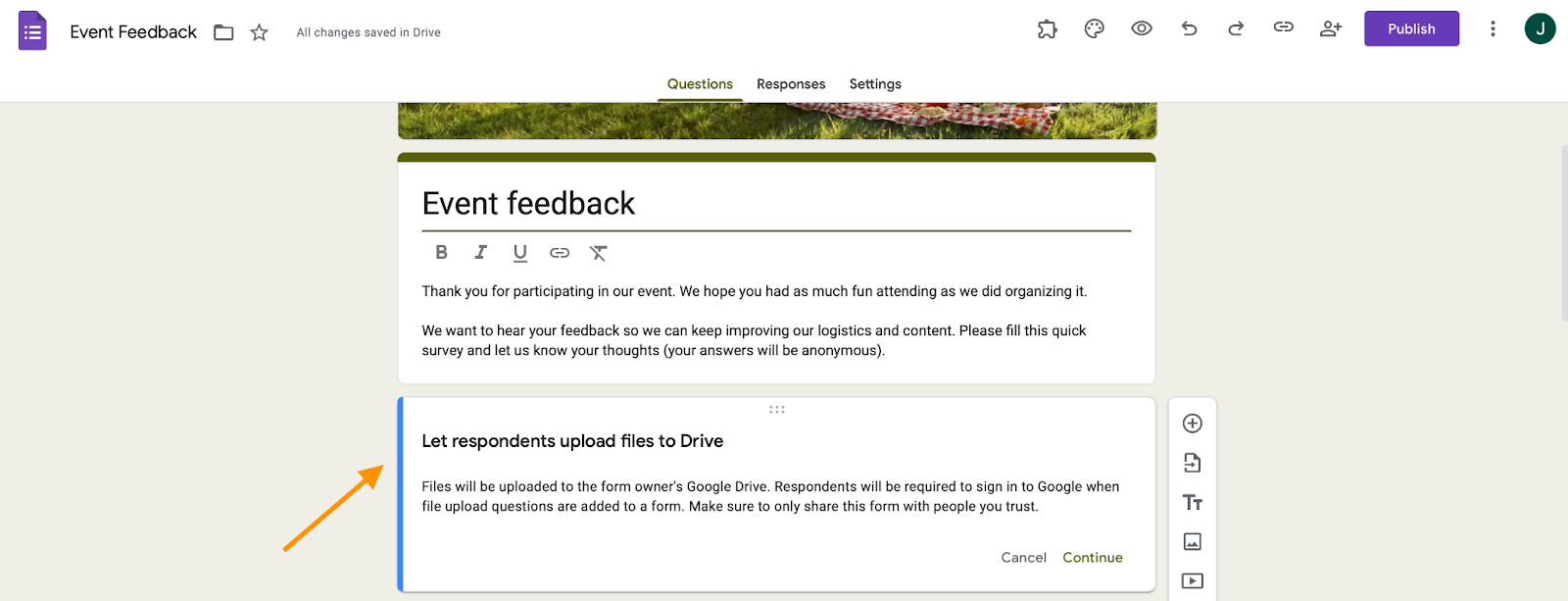 Google Forms File Upload Sign-in Warning