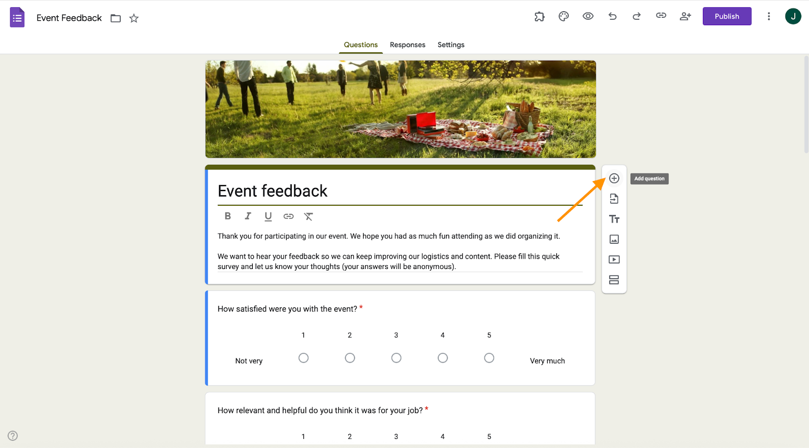 Google Forms Add New Question Button