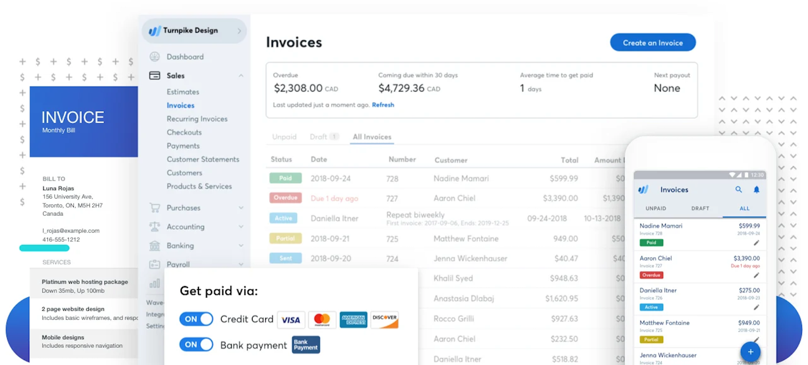 Interface utilisateur Wave Accounting