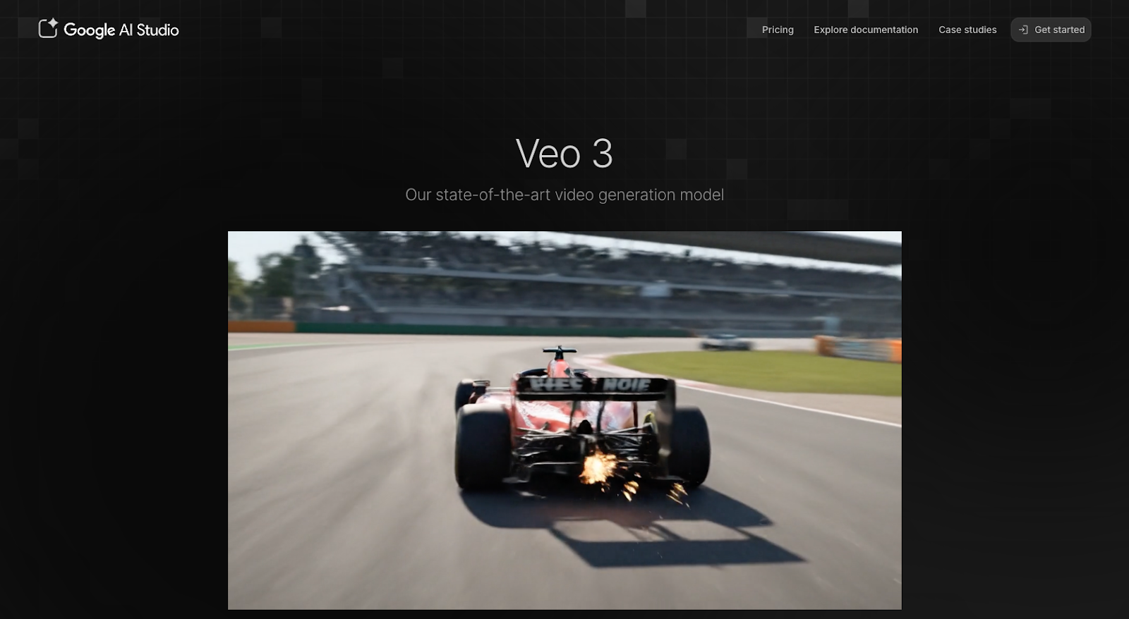 google AI studio landing page screenshot with the following words our state of the art video generation model