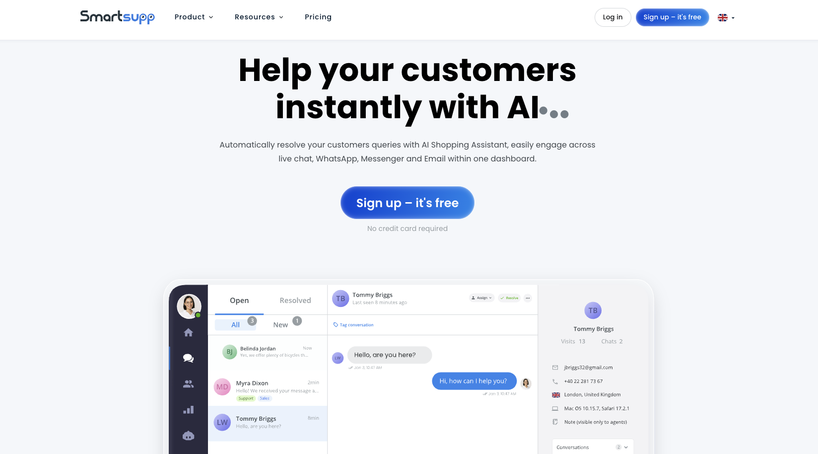 Smartsupp Landing Page