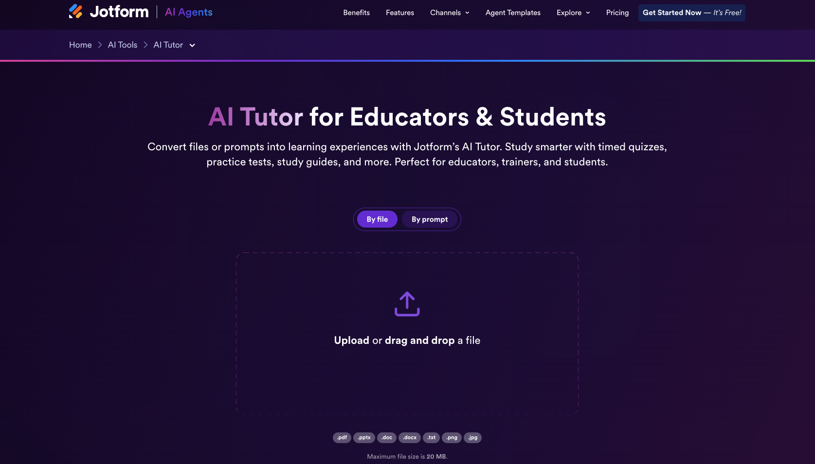 Viewing the Jotform AI Tutor Page