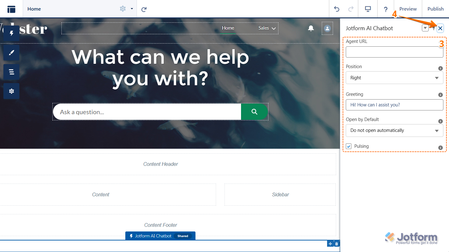 Jotform AI Chatbot configurations