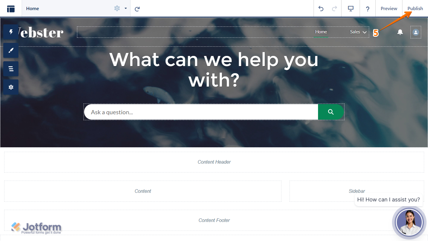 Publish option in Salesforce Experience Builder