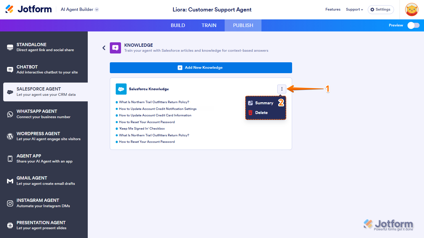 Salesforce Knowledge menu