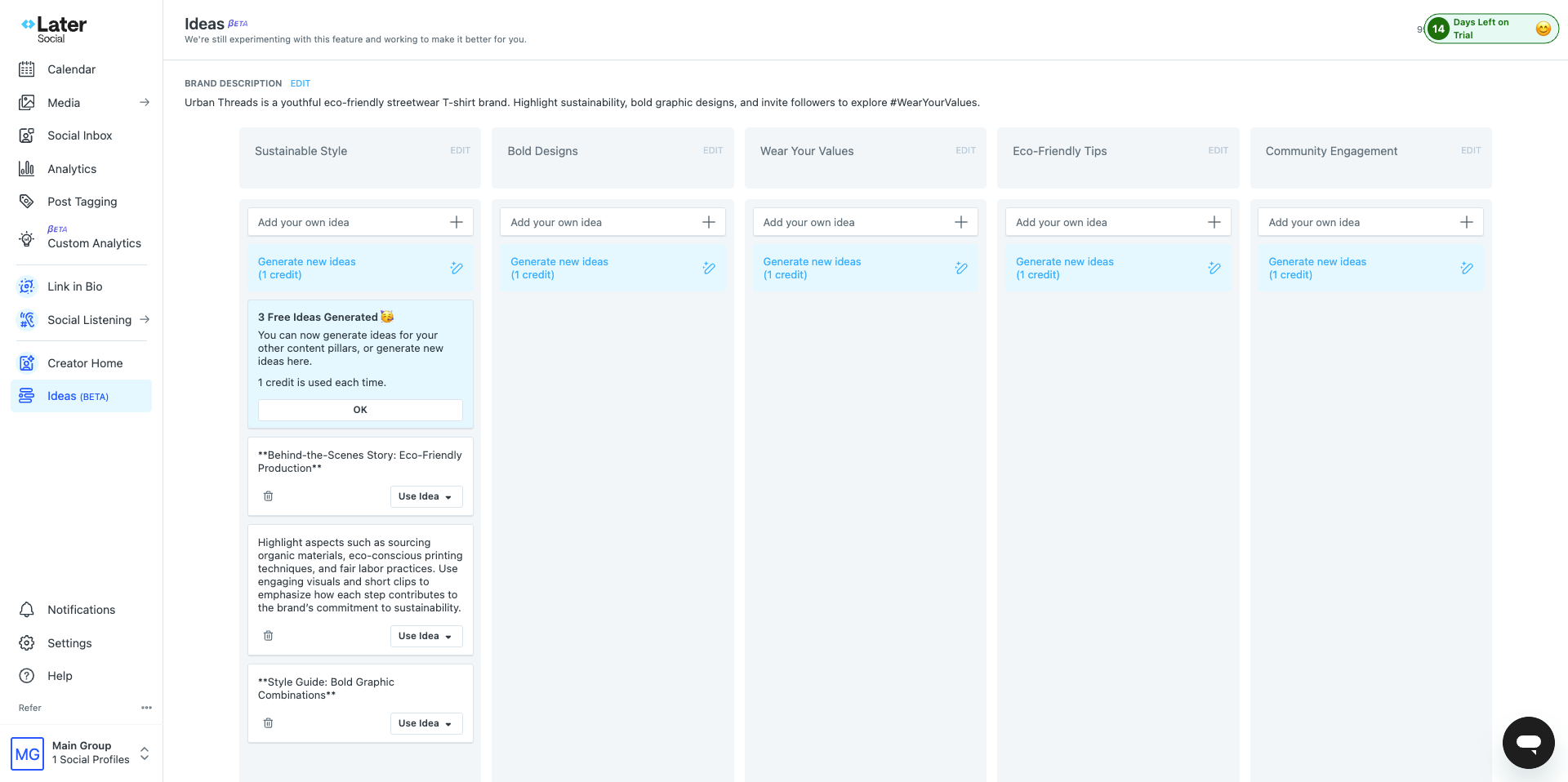 Later Ideas Tab