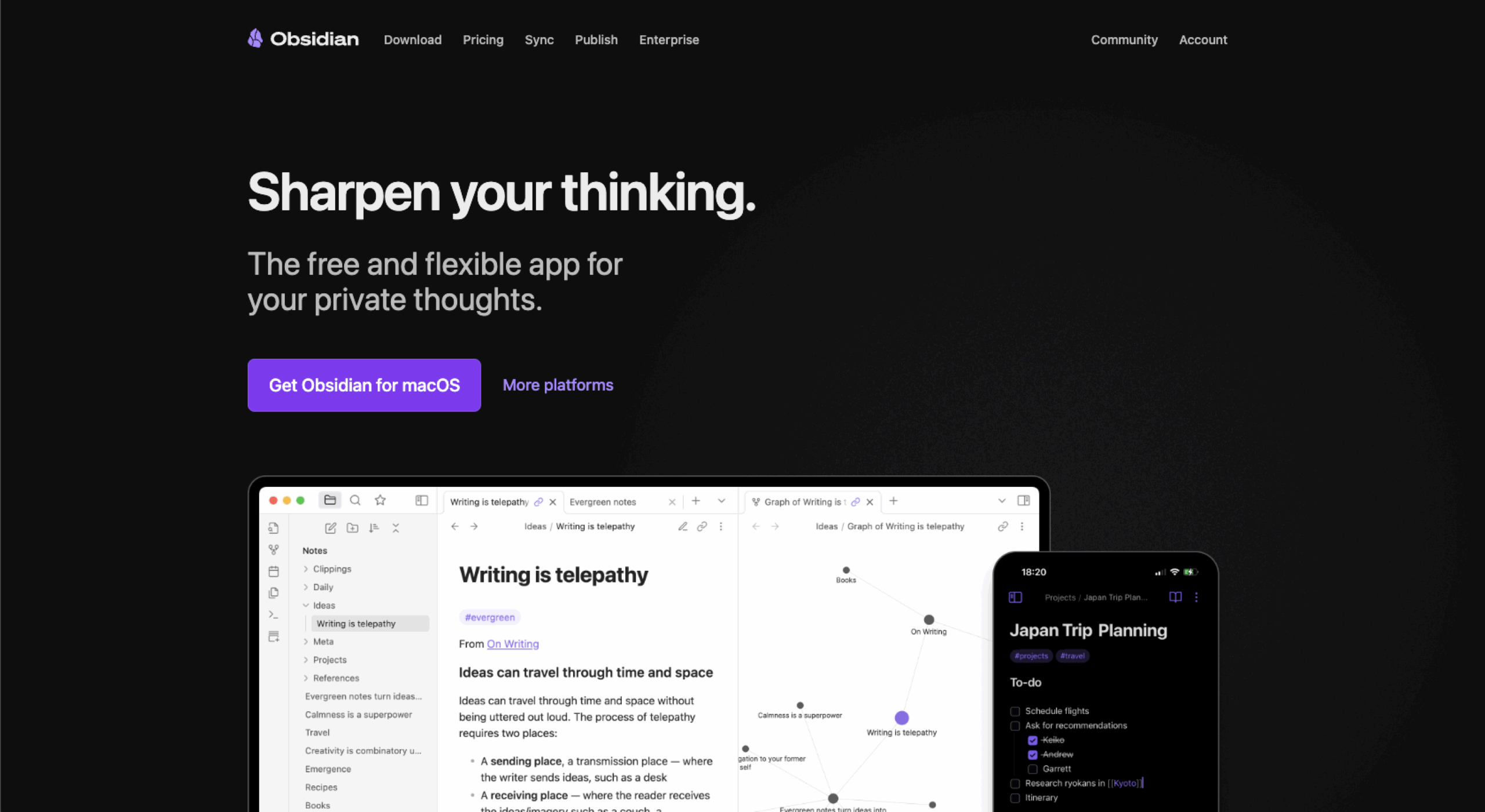 Obsidian Landing Page