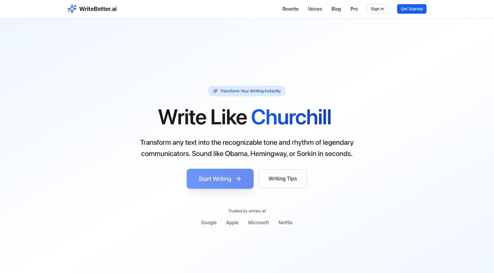 WriteBetterAI AI Content Transformer Tool Page