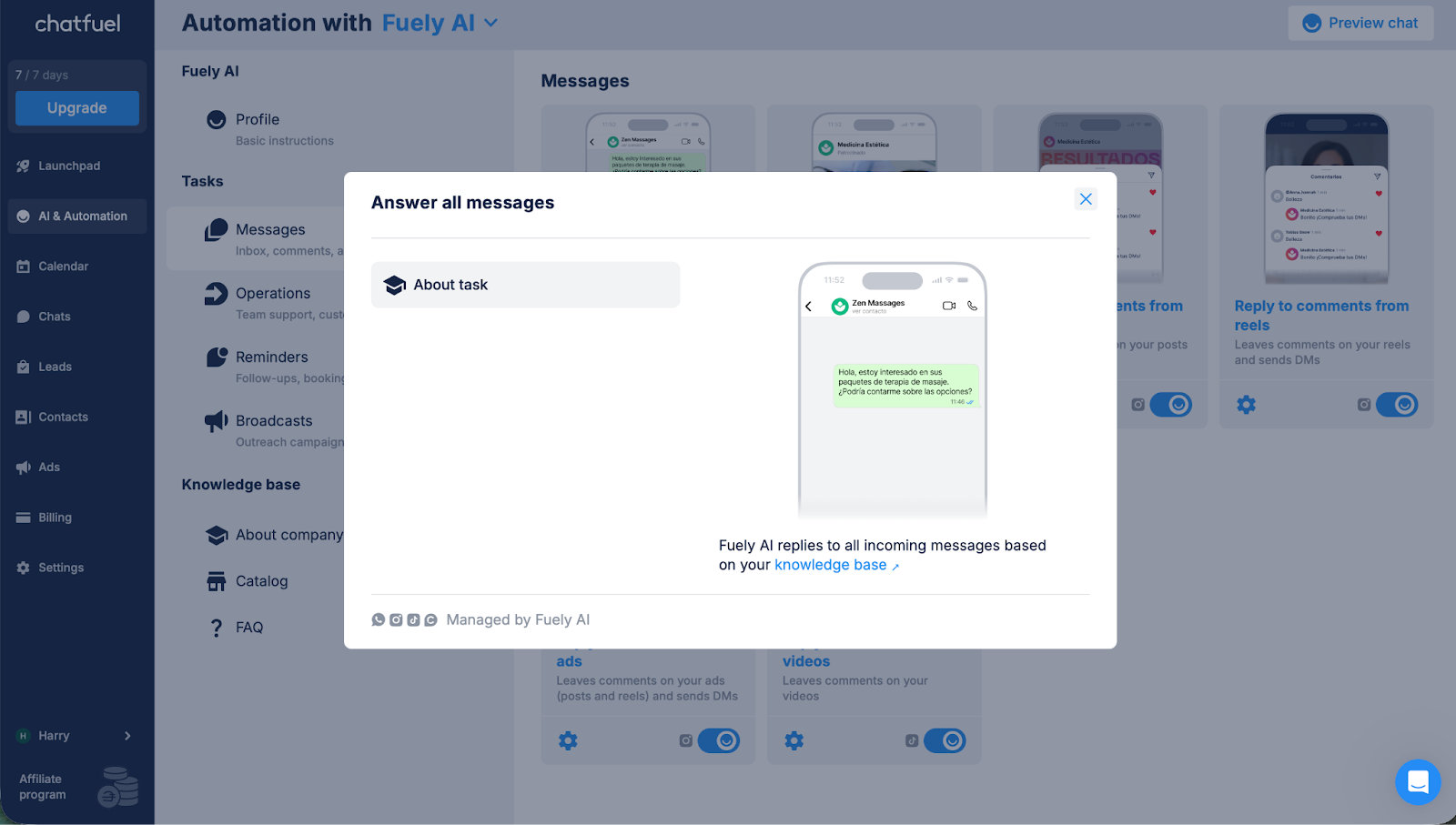 Chatfuel AI Agent Automation