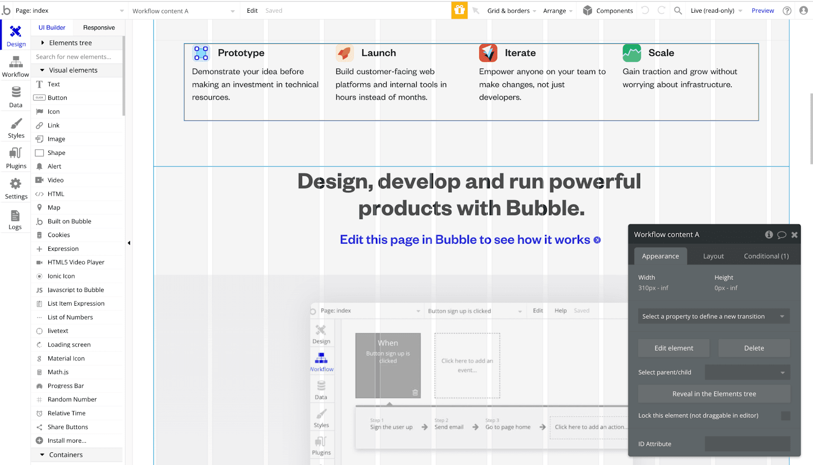 Interface utilisateur Bubble