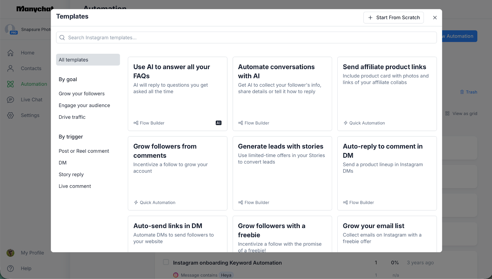Manychat AI Agent Templates