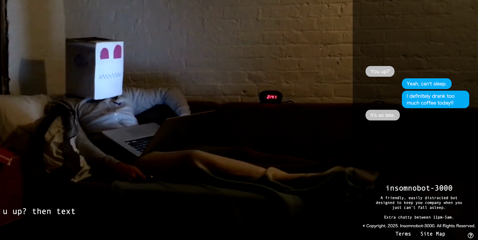 Insomnobot-3000 Landing Page