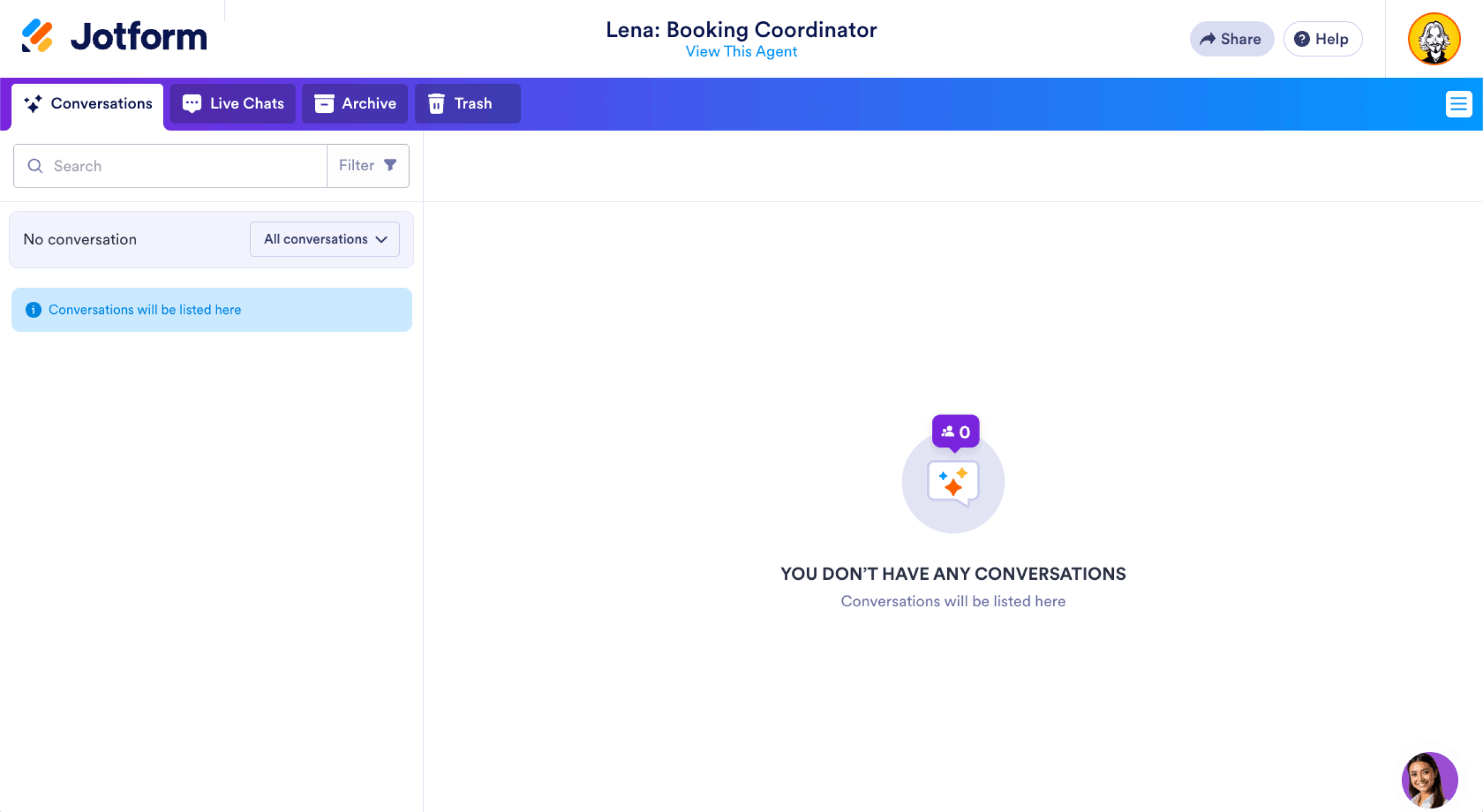 Jotform AI Agent Conversations Dashboard