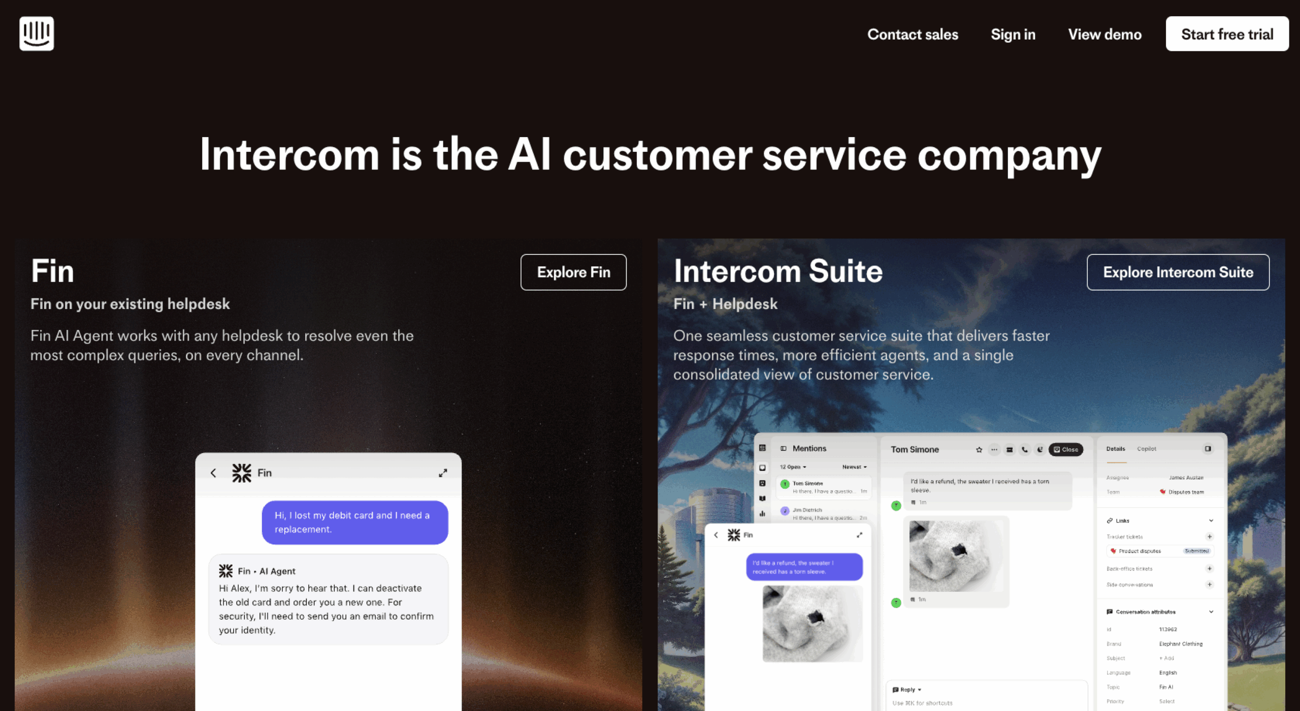 Intercom Fin Landing