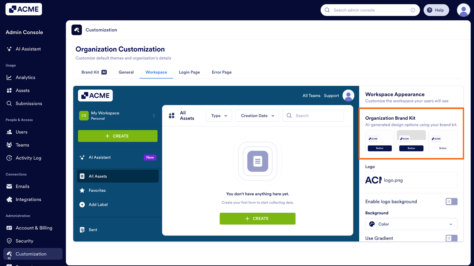 How to Implement the Brand Kit Across Other Pages from the Admin Console Image-2