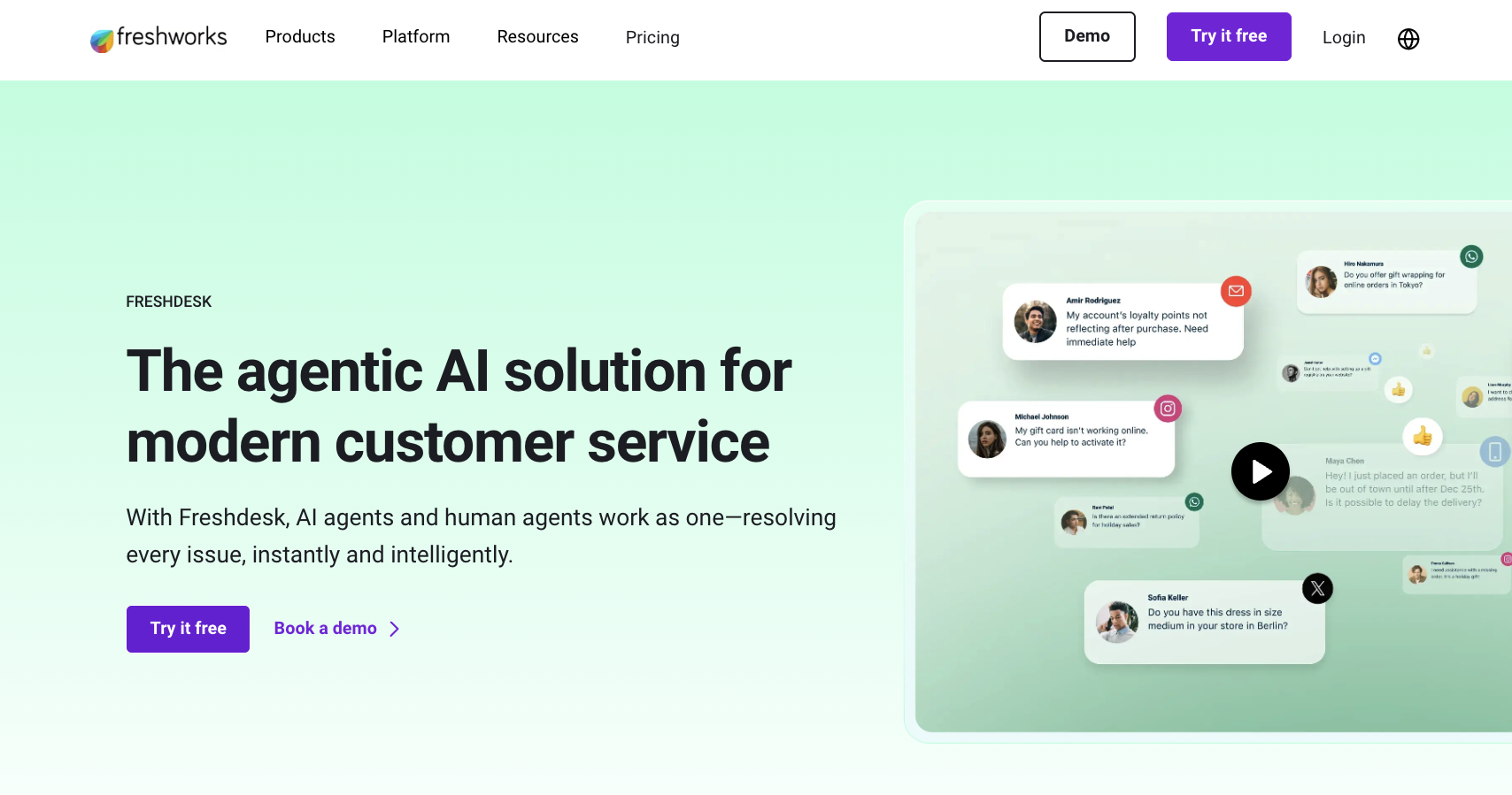 Freshdesk Landing Page