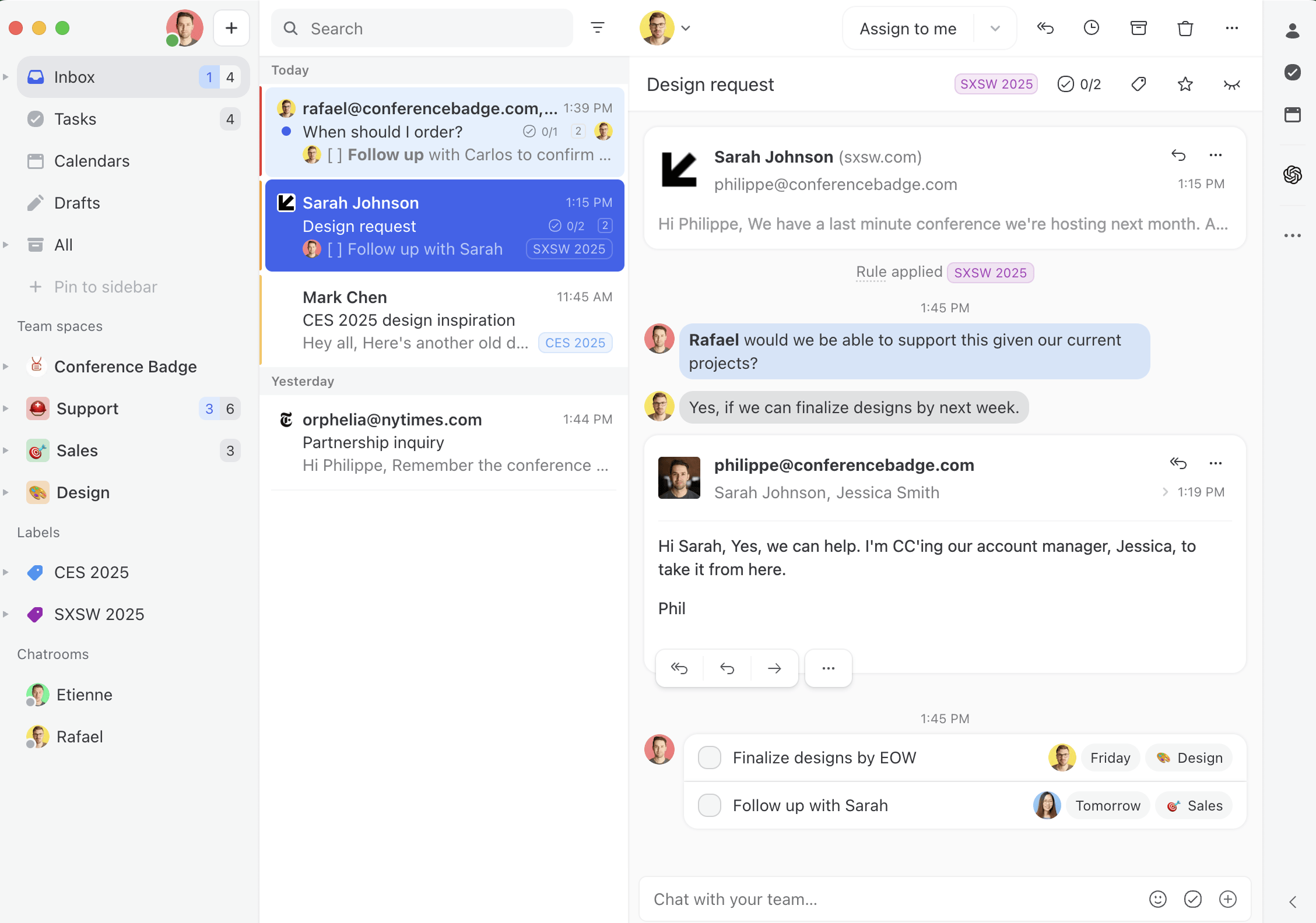 User Interface of Missive