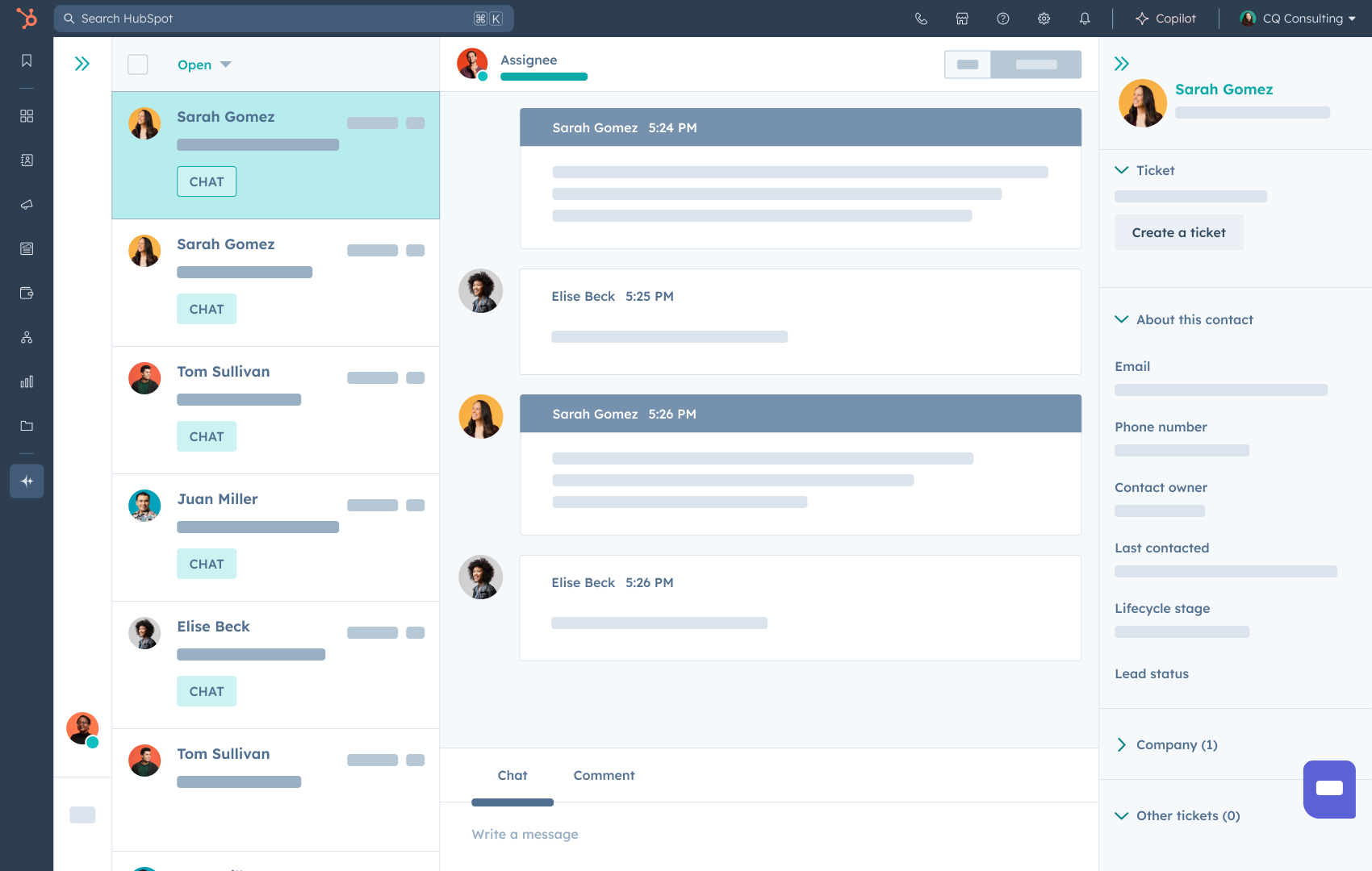 User Interface of HubSpot Service Hub