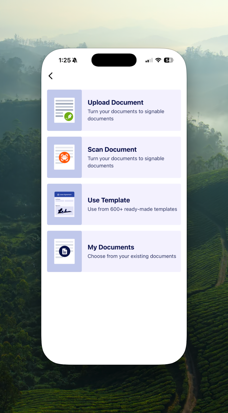 Jotform Sign Mobile Document Selection Type