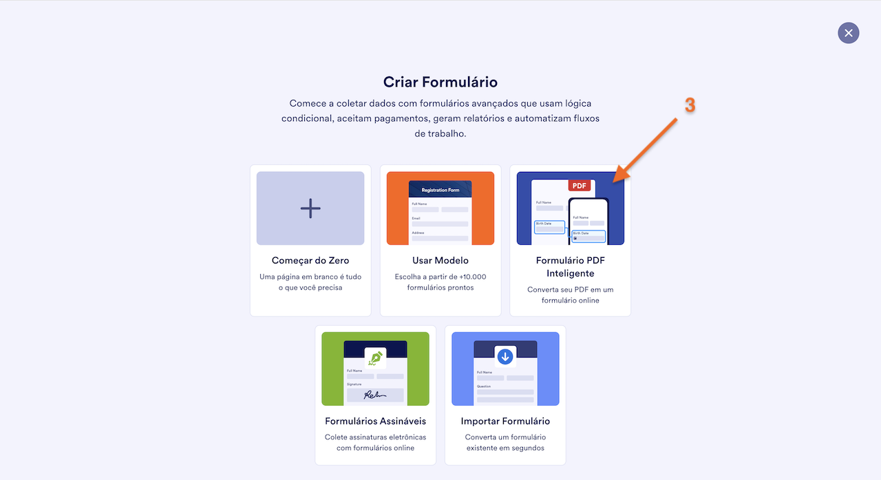 Selecionando Formulário PDF Inteligente