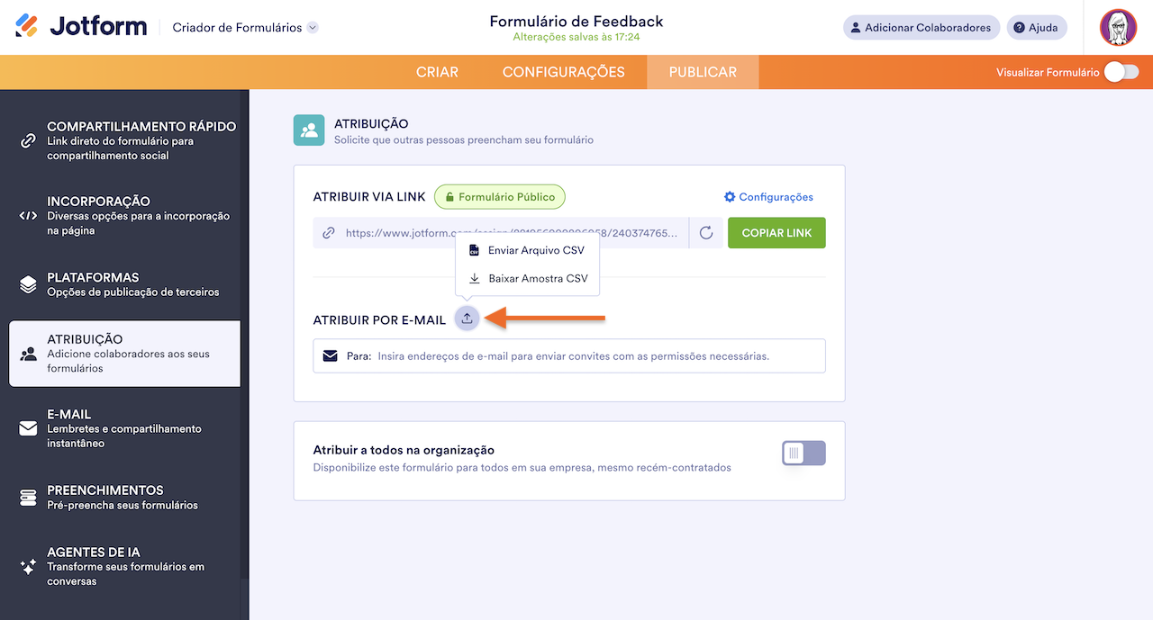 Enviar Arquivo CSV
