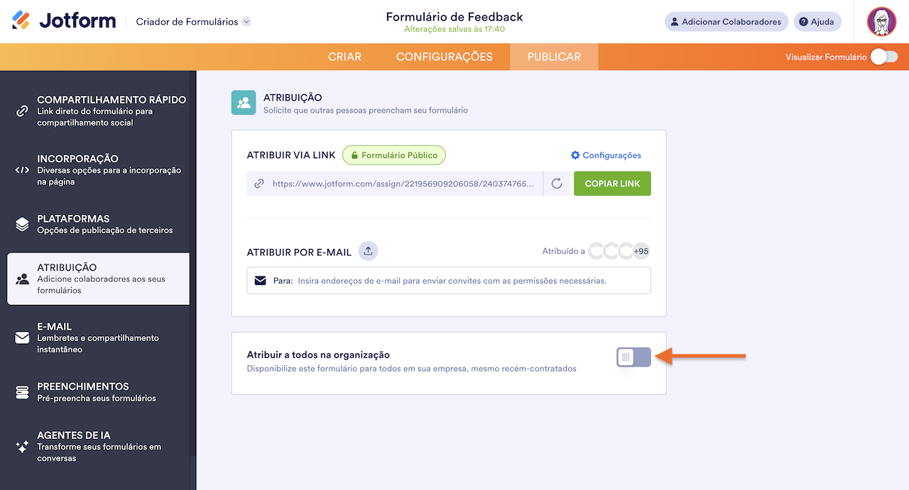 Atribuir a Todos na Organização