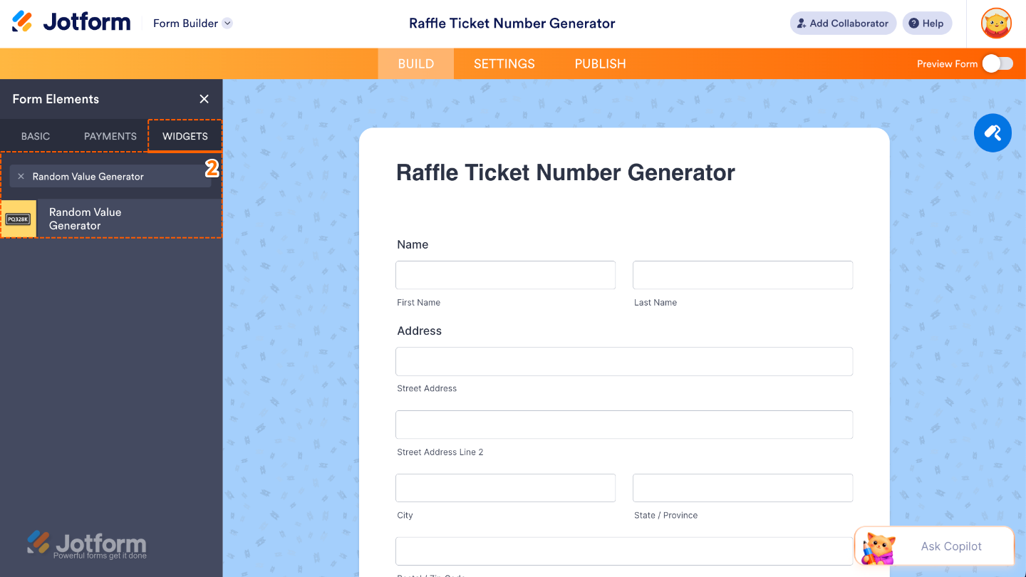 Form Builder interface showing the Add Element button on the left side of the page